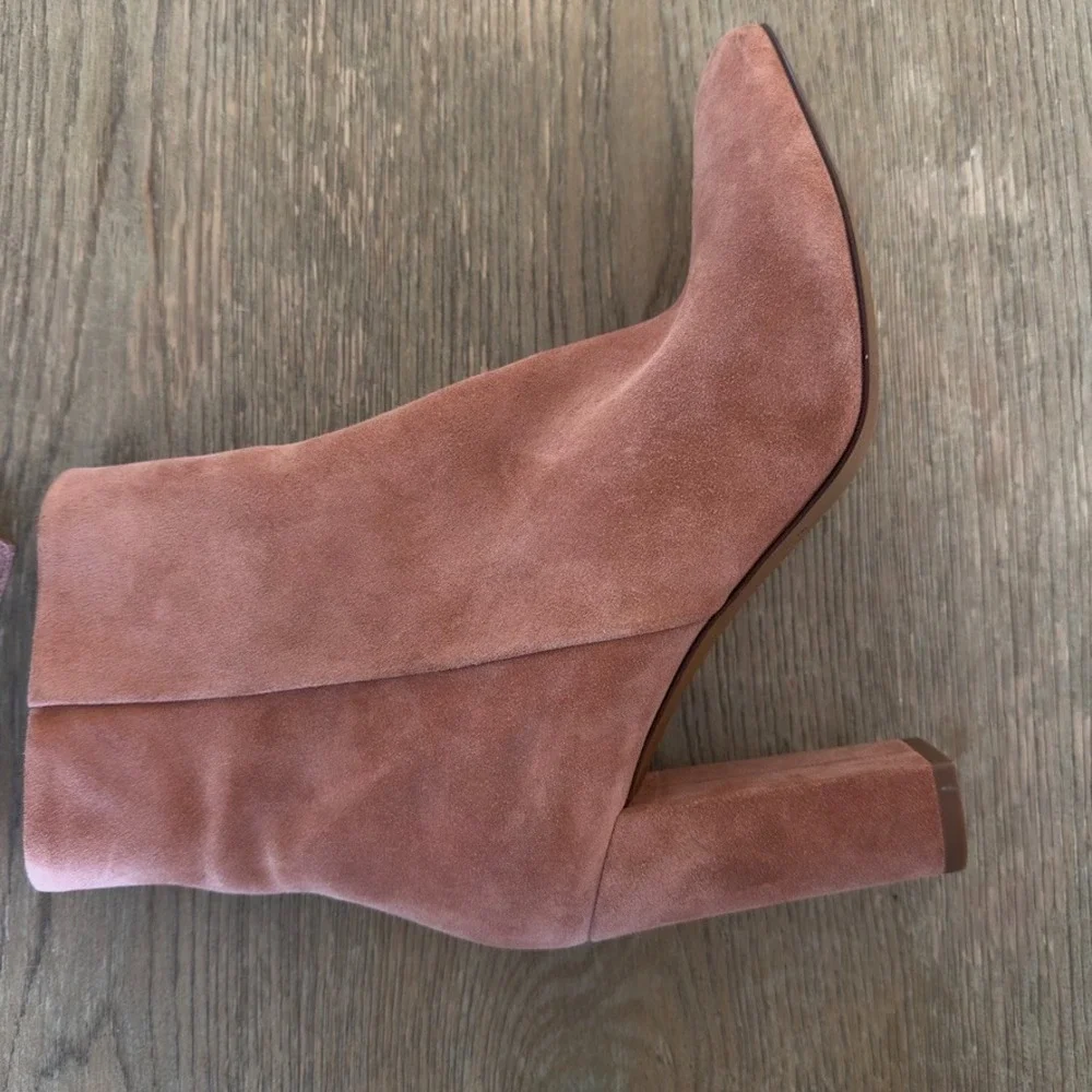 Sézane Adele Ankle‎ Boots-Blush Suede Leather Italian Heels-3.5